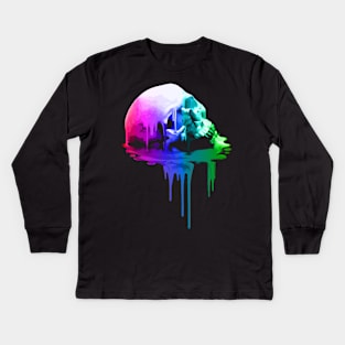 Melting Skull in Vivid Colors Kids Long Sleeve T-Shirt